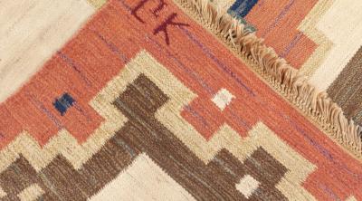 SWEDISH FLAT WEAVE RUG SIGNED BY GK 