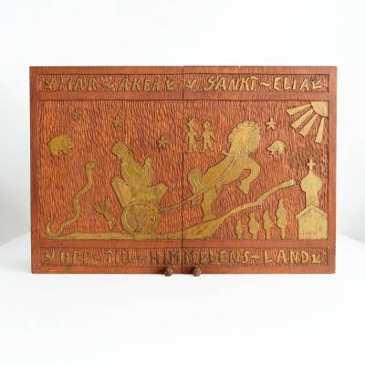 SWEDISH FOLK ART MID 20TH CENTURY HAND CARVED CABINET