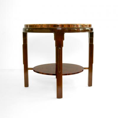 SWEDISH GRACE 1920 30 ROUND MARQUETRY TABLE WITH RECLINING WOMAN 