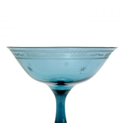 SWEDISH GRACE 1920S FOOTED BOWL IN BLUE ZIRCON COLORED GLASS