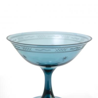 SWEDISH GRACE 1920S FOOTED BOWL IN BLUE ZIRCON COLORED GLASS