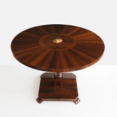 SWEDISH GRACE 1920S ROSEWOOD MARQUETRY TABLE WITH GILT DETAILS