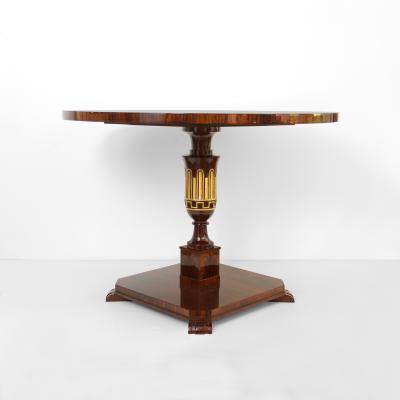 SWEDISH GRACE 1920S ROSEWOOD MARQUETRY TABLE WITH GILT DETAILS