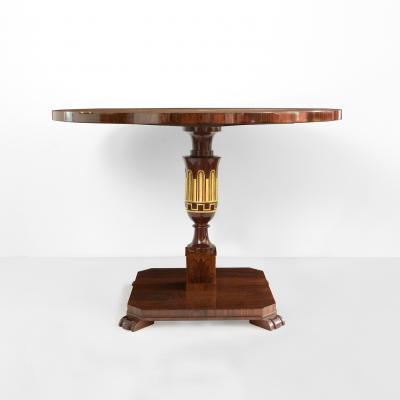 SWEDISH GRACE 1920S ROSEWOOD MARQUETRY TABLE WITH GILT DETAILS