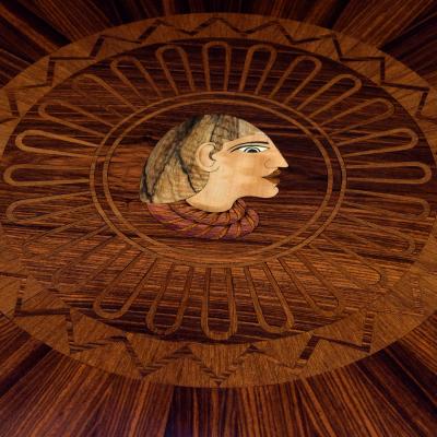 SWEDISH GRACE 1920S ROSEWOOD MARQUETRY TABLE WITH GILT DETAILS