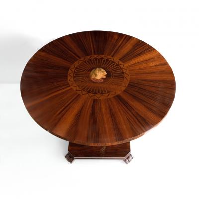 SWEDISH GRACE 1920S ROSEWOOD MARQUETRY TABLE WITH GILT DETAILS