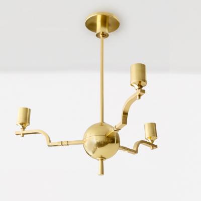 SWEDISH GRACE BRASS GLOBE CHANDELIER WITH 3 ARMS
