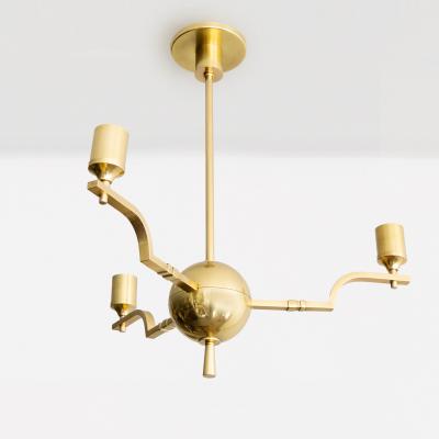 SWEDISH GRACE BRASS GLOBE CHANDELIER WITH 3 ARMS