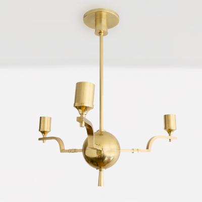 SWEDISH GRACE BRASS GLOBE CHANDELIER WITH 3 ARMS
