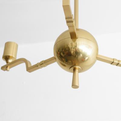 SWEDISH GRACE BRASS GLOBE CHANDELIER WITH 3 ARMS