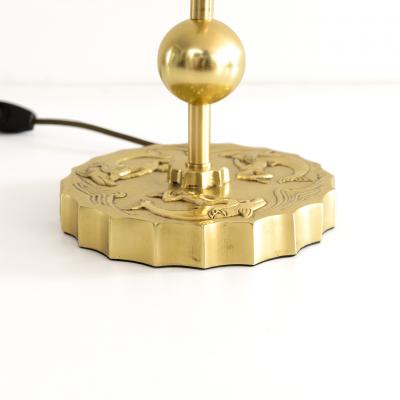 SWEDISH GRACE BRASS LAMP WITH MERMAIDS DOLPHINS