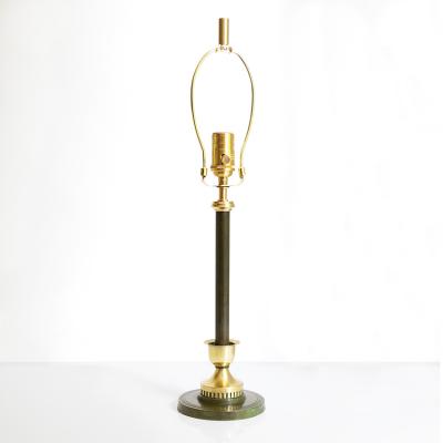 SWEDISH GRACE PATINATED COLUMN LAMP IN BRASS 