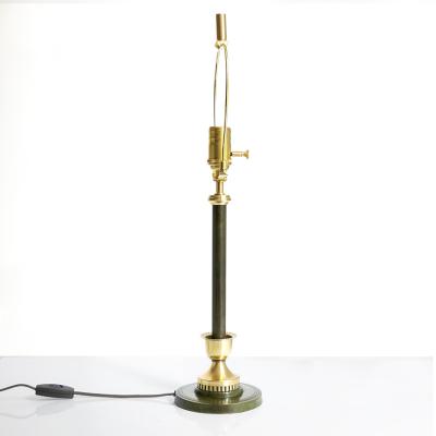 SWEDISH GRACE PATINATED COLUMN LAMP IN BRASS 