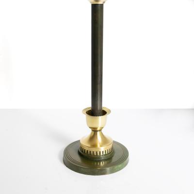 SWEDISH GRACE PATINATED COLUMN LAMP IN BRASS 