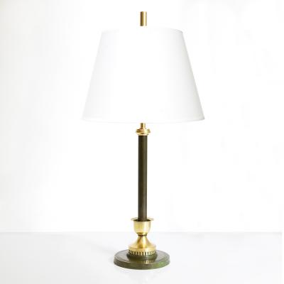 SWEDISH GRACE PATINATED COLUMN LAMP IN BRASS 