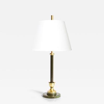 SWEDISH GRACE PATINATED COLUMN LAMP IN BRASS 