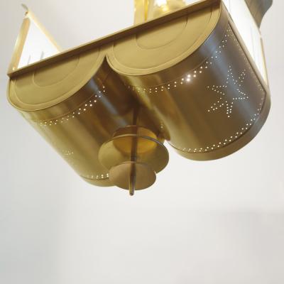 SWEDISH GRACE SCANDINAVIAN ART DECO CHANDELIER WITH OPPOSING FLOWERS