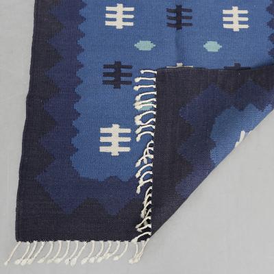 SWEDISH WOOL FLAT WEAVE RUG IN BLUES