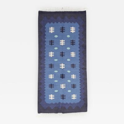 SWEDISH WOOL FLAT WEAVE RUG IN BLUES