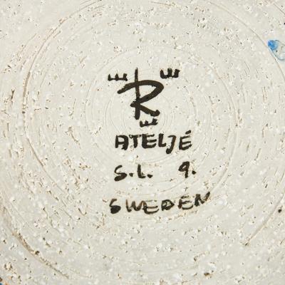 SYLVIA LEUCHOVIOUS SCANDINAVIAN MODERN SYLVIA LEUCHOVIUS VASE AND BOWL IN BLUE RORSTRAND SWEDEN