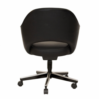 Saarinen Executive Arm Chair in Original Black Leather Swivel Base