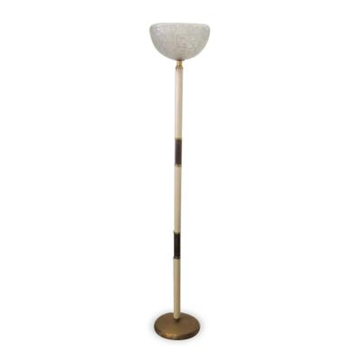 Sabino Fine Italian Modern Parchment Brass and Glass Floor Lamp 1950s