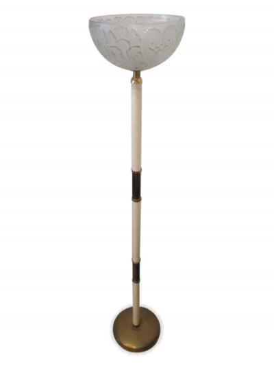 Sabino Fine Italian Modern Parchment Brass and Glass Floor Lamp 1950s
