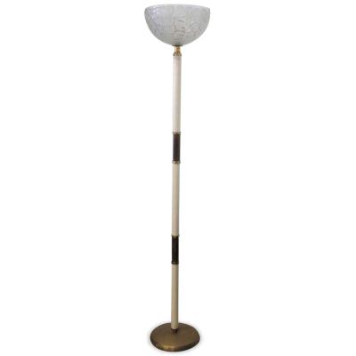 Sabino Fine Italian Modern Parchment Brass and Glass Floor Lamp 1950s