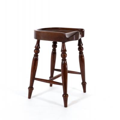 Saddle Seat Stool With Turned Legs English Circa 1880