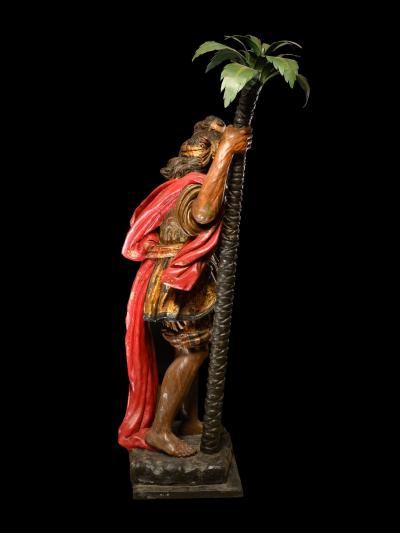 Saint Christopher with the Christ Child Polychromed wood