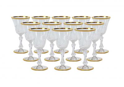 Saint Louis Crystal Gold Trim Tableware Service 12 People
