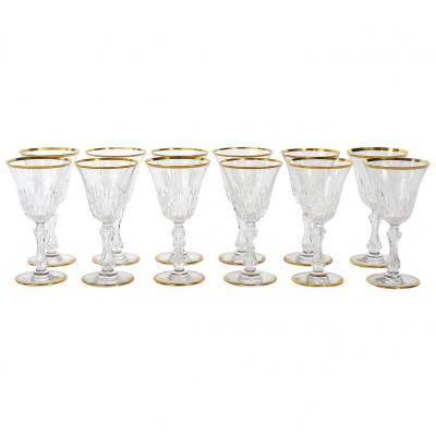 Saint Louis Crystal Gold Trim Tableware Service 12 People