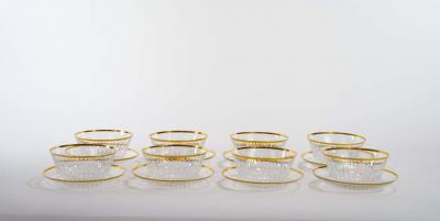 Saint Louis Crystal Gold Trim Tableware Service 8 People