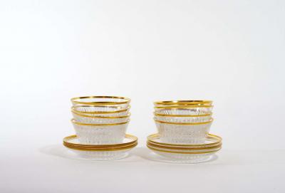 Saint Louis Crystal Gold Trim Tableware Service 8 People