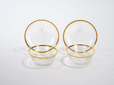 Saint Louis Crystal Gold Trim Tableware Service 8 People