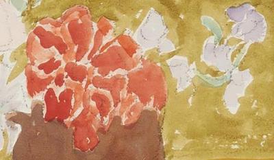 Sally Michel Avery Watercolor Still Life on a Yellow Table 