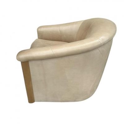Sally Sirkin Lewis Art Deco J Robert Scott Beige Leather Club Chair