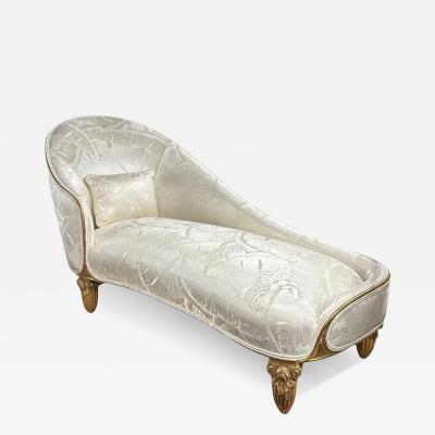 Sally Sirkin Lewis Jacques Emile Ruhlmann Style J Robert Scott White Sating Giltwood Chaise