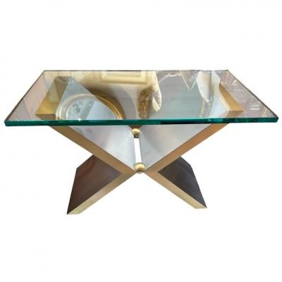 Sally Sirkin Lewis Sally Sirkin Lewis for J Robert Scott X Glass Top Cocktail or Side Table