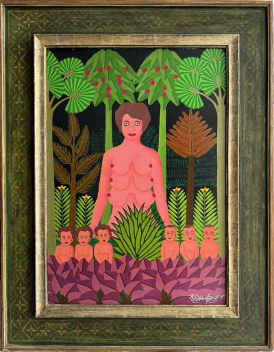 Salnave Philippe Auguste Six Breasts No Waiting Haitian Naive Fantasy Henri Rousseau Heydenryk Frame