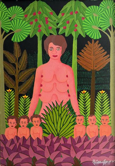 Salnave Philippe Auguste Six Breasts No Waiting Haitian Naive Fantasy Henri Rousseau Heydenryk Frame