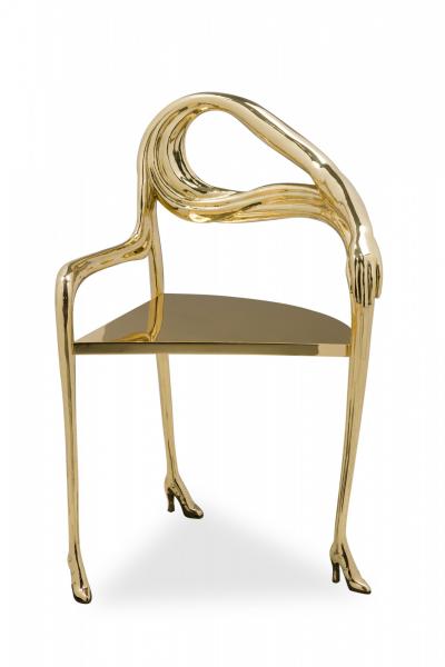 Salvador Dal Barcelona Design Salvador Dali Sculptural Solid Polished Brass Leda Armchair