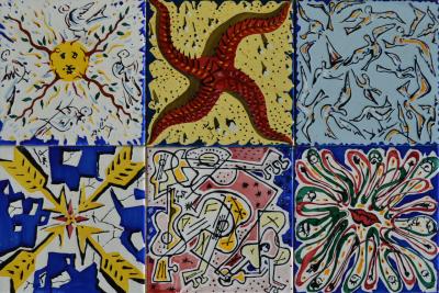 Salvador Dal La Suite Catalane Set of 6 Salvadore Dali Designed Tiles 1954