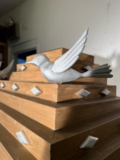 Salvador Dal SURREALIST FOLK ART ILLUMINATED WOOD SCULPTURE IN THE MANNER OF SALVADOR DALI