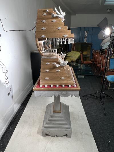 Salvador Dal SURREALIST FOLK ART ILLUMINATED WOOD SCULPTURE IN THE MANNER OF SALVADOR DALI