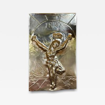 Salvador Dal Salvador Dali Christ of Saint John of the Cross Relief Gold on Bronze Plaque