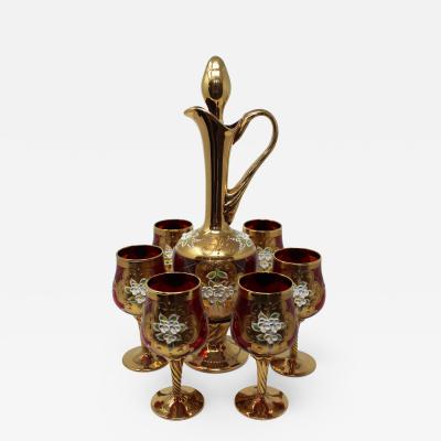 Salvadori Murano Enameled Venetian Stemware Set