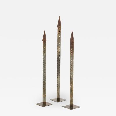Salvaged Repurposed Industrial Antique Mounted Water Drill Bits Set of Three