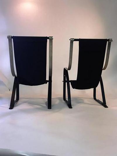 Salvatore Bevelacqua Art Deco Pair of Sling Chairs designed by Salvatore Bevelacqua