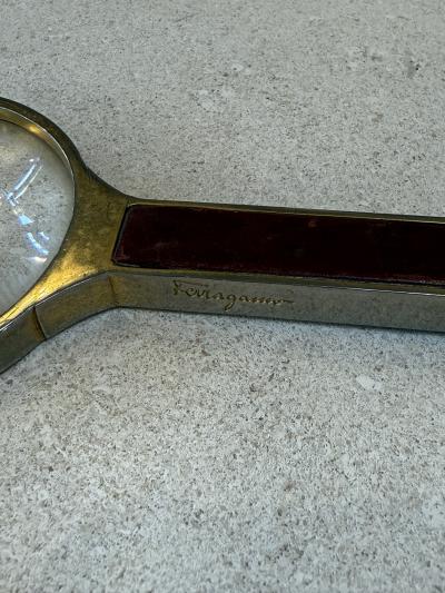 Salvatore Ferragamo Ferragamo Magnifying Glass with Leather Handle Italy 1970s